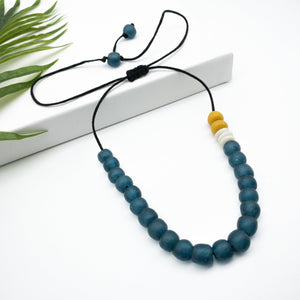 (Wholesale) Single Strand Adjustable Necklace - Teal
