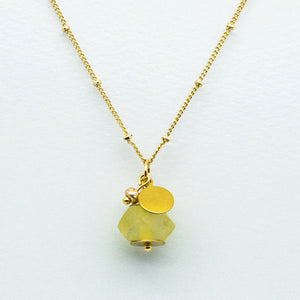 Recycled Glass Yellow Diamond Zodiac Birthstone Necklace (April)