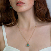 Load image into Gallery viewer, Recycled Glass Turquoise  Zodiac Birthstone Necklace (December) (Silver or Gold)
