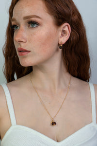 Recycled Glass Brown Garnet Zodiac Birthstone Earrings (January)