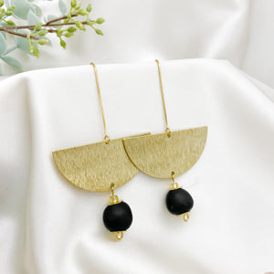 Recycled Glass New Moon earring - Black