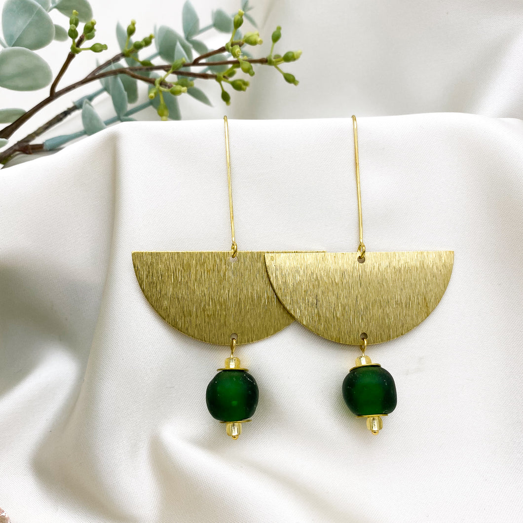 (Wholesale) New Moon earring - Forest Green