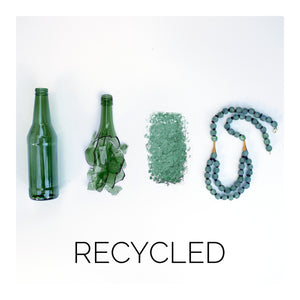 Recycled Glass Teardrop earring - Cobalt swirl