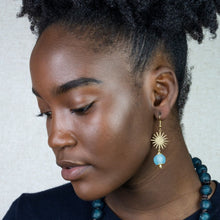 Load image into Gallery viewer, Recycled Glass Radiant earring - Cyan
