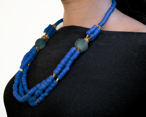 Recycled Glass 'Knot Your Average' necklace - Cobalt