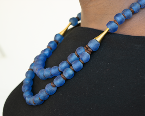 Recycled Glass Medium 'Rise and Shine' necklace - Cobalt
