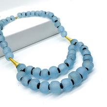 Load image into Gallery viewer, Recycled Glass Medium &#39;Rise and Shine&#39; necklace - Cyan Blue
