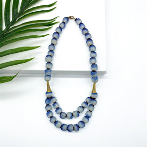 Recycled Glass Medium 'Rise and Shine' necklace - Sky Blue