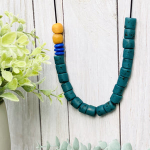 (Wholesale) Colour pop adjustable necklace - Green & Blue (pre-order)