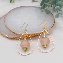 Load image into Gallery viewer, Recycled Glass Teardrop earring - Blush Pink
