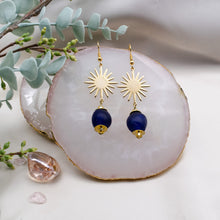 Load image into Gallery viewer, Recycled Glass Radiant earring - Navy

