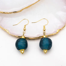 Load image into Gallery viewer, Recycled Glass Swing earring - Teal (Silver or Gold)
