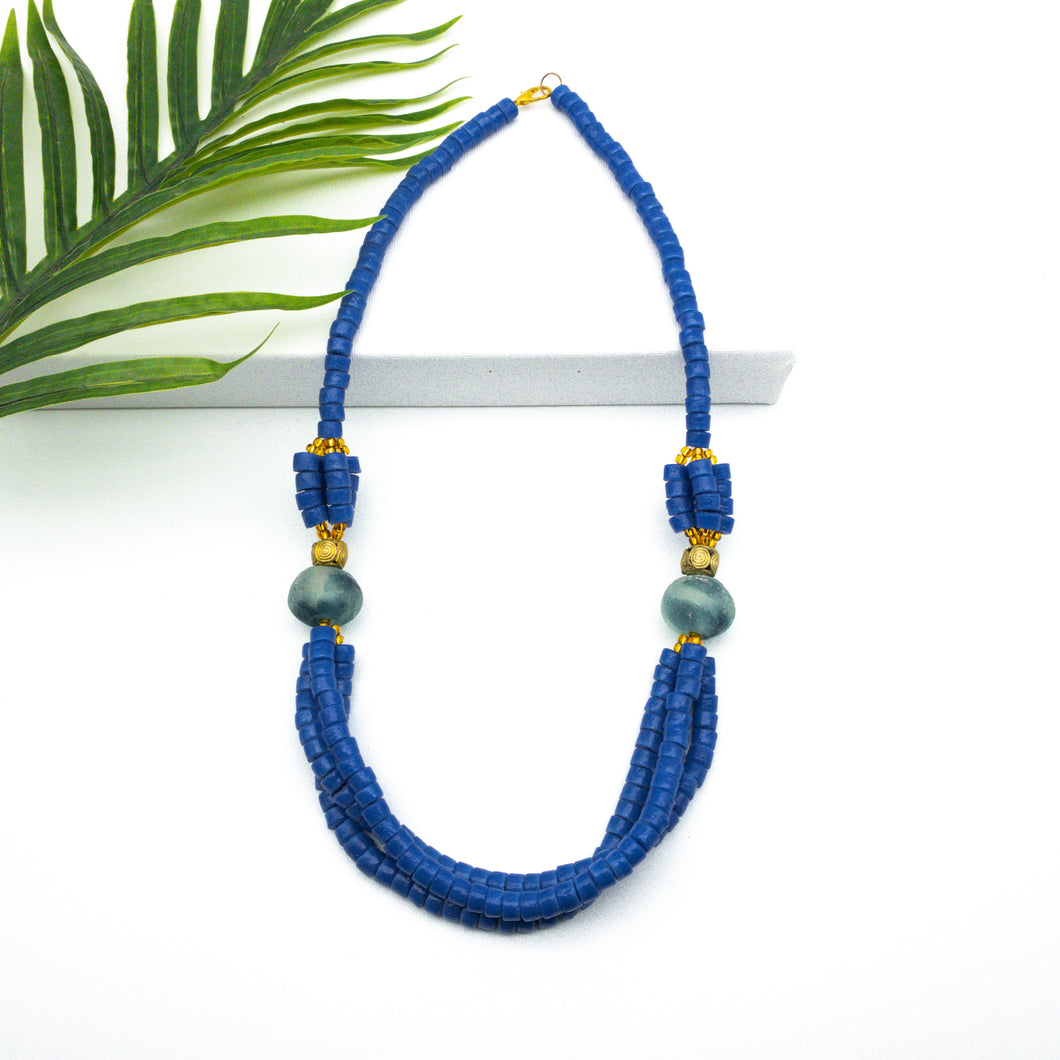 Recycled Glass 'Knot Your Average' necklace - Cobalt