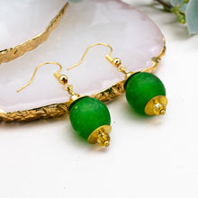 Load image into Gallery viewer, Recycled Glass Swing earring - Fern Green (Silver or Gold)

