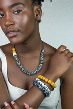 Load image into Gallery viewer, Recycled Glass Hand painted triple stack bracelets - Black &amp; White
