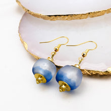 Load image into Gallery viewer, Recycled Glass Swing earring - Sky Blue (Silver or Gold)
