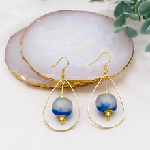 Load image into Gallery viewer, Recycled Glass Teardrop earring - Sky Blue

