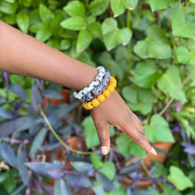 Load image into Gallery viewer, Recycled Glass Hand painted triple stack bracelets - Black &amp; White
