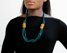 Load image into Gallery viewer, Recycled Glass &#39;Knot Your Average&#39; necklace - Teal
